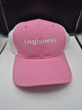 Port Authority Pink and White Logisnext Trucker Hat